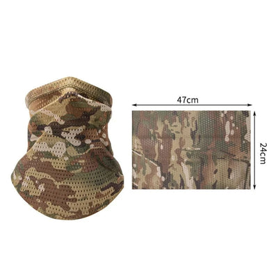 Large Mesh Windproof Neckerchief Camo Mask Neck Gaiter Cover Face Bandana Sun Cool Breathable Cycling Hiking Camping Tube Scarf