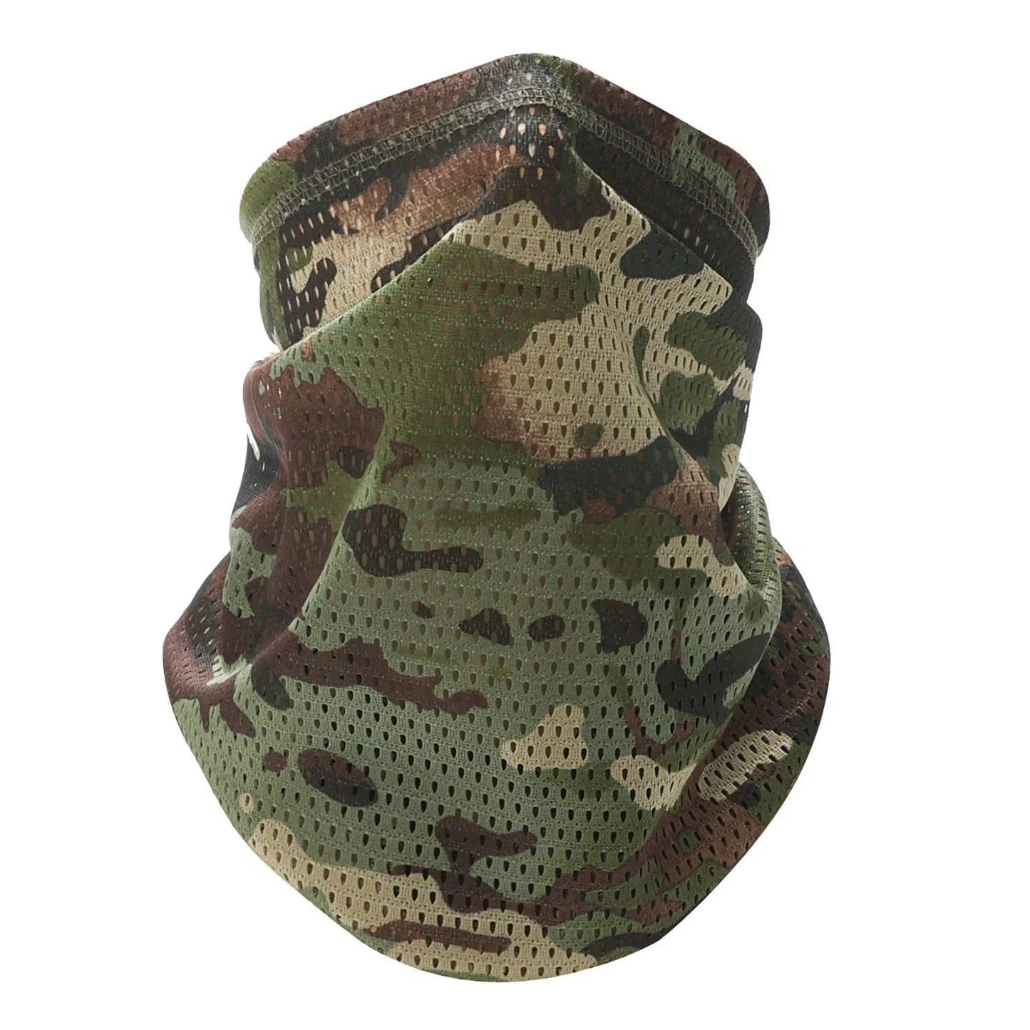 Large Mesh Windproof Neckerchief Camo Mask Neck Gaiter Cover Face Bandana Sun Cool Breathable Cycling Hiking Camping Tube Scarf American Green