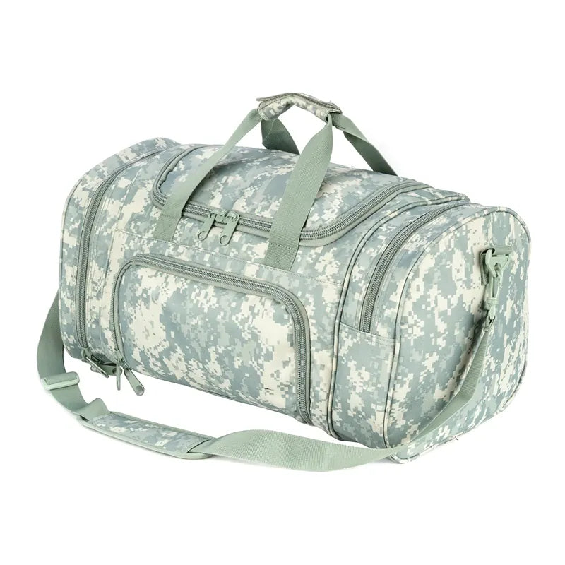 LQAMRY 40L sac de voyage tactique hommes sac à main en plein air sacs de bagages de sport week-end salle de sport randonnée Trekking sac avec compartiment à chaussures ACU / China Mainland