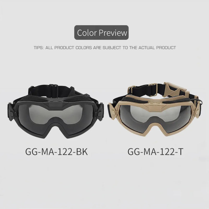Lunettes tactiques Anti-buée Ski Airsoft CS lunettes de protection Transparent noir 2 lentilles Motocross lunettes Anti-poussière avec Micro ventilateur