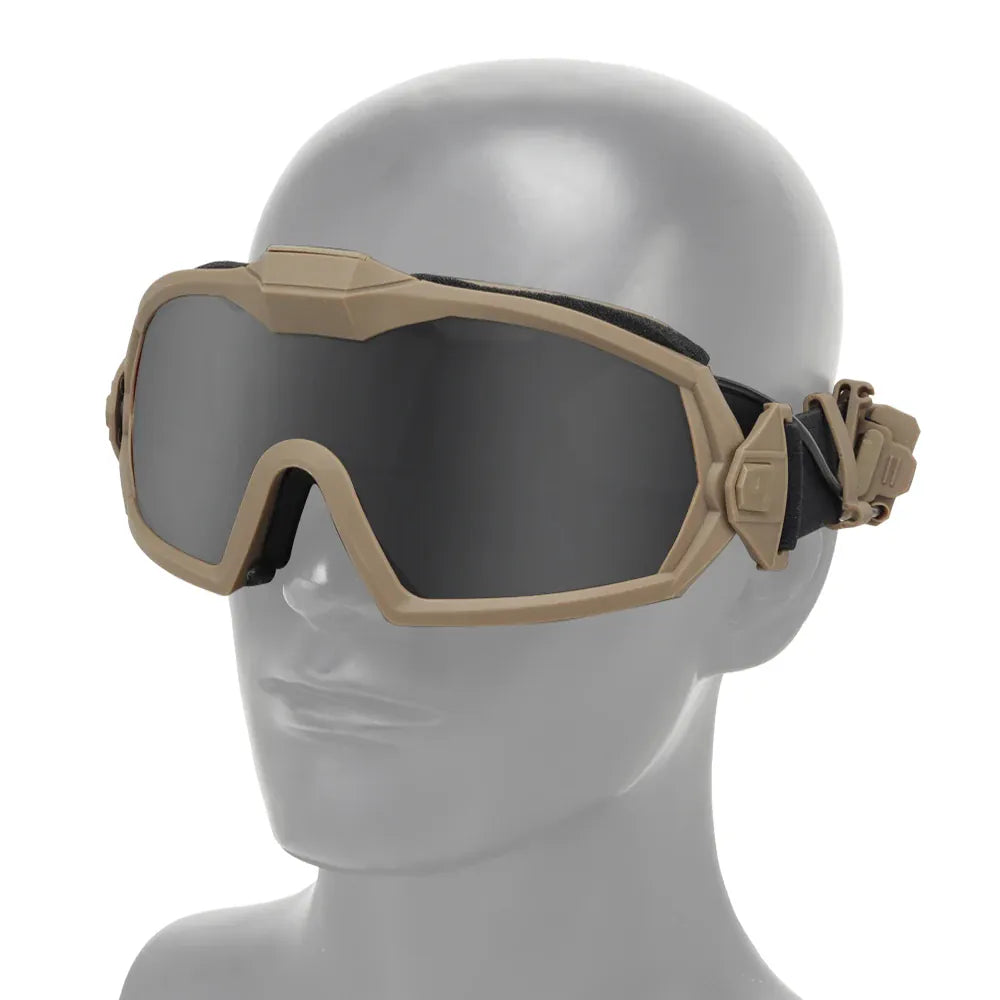 Lunettes tactiques Anti-buée Ski Airsoft CS lunettes de protection Transparent noir 2 lentilles Motocross lunettes Anti-poussière avec Micro ventilateur