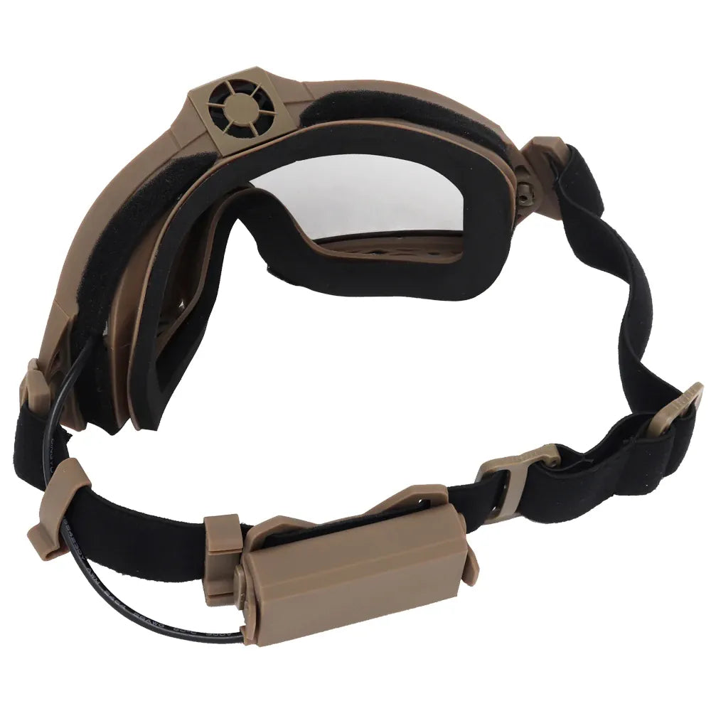 Lunettes tactiques Anti-buée Ski Airsoft CS lunettes de protection Transparent noir 2 lentilles Motocross lunettes Anti-poussière avec Micro ventilateur