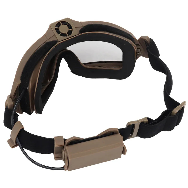 Lunettes tactiques Anti-buée Ski Airsoft CS lunettes de protection Transparent noir 2 lentilles Motocross lunettes Anti-poussière avec Micro ventilateur