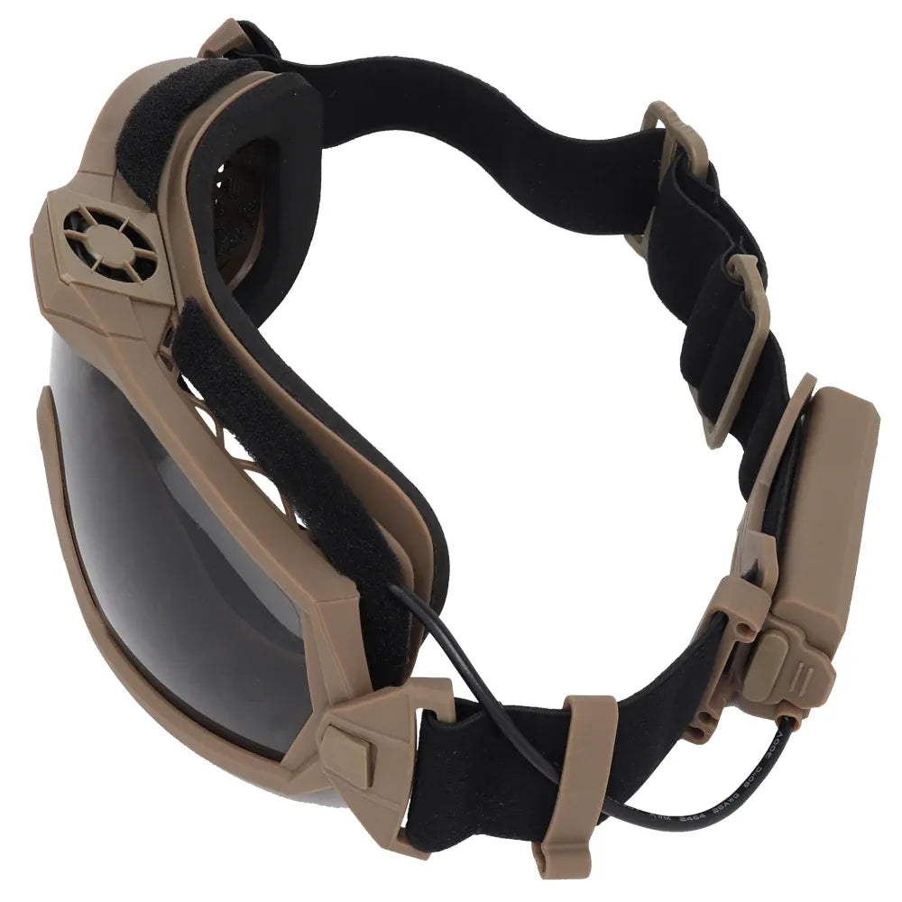 Lunettes tactiques Anti-buée Ski Airsoft CS lunettes de protection Transparent noir 2 lentilles Motocross lunettes Anti-poussière avec Micro ventilateur