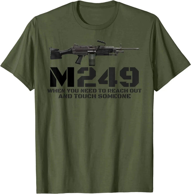 M249 Machine Gun Love 2nd Amendment Adult Pro Gun Army T Shirt. New 100% Cotton Short Sleeve O-Neck Casual T-shirts Size S-3XL army green / XXXL
