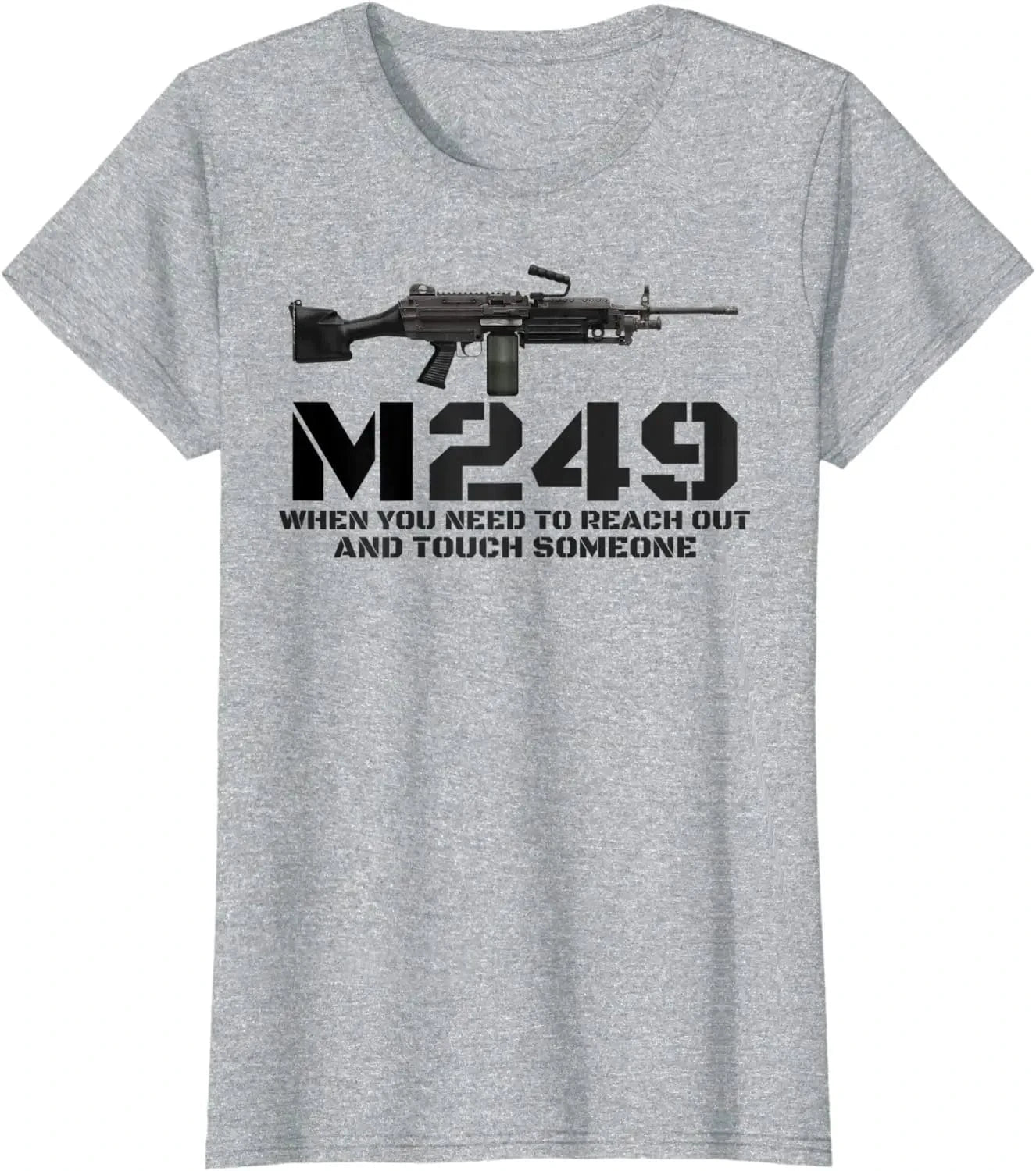 M249 Machine Gun Love 2nd Amendment Adult Pro Gun Army T Shirt. New 100% Cotton Short Sleeve O-Neck Casual T-shirts Size S-3XL GRAY / S