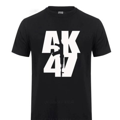 Man Brand Clothing Ak 47 Soviet Union Gun Russian Weapons Rifle Topics T-Shirt For Men Short Sleeve Cotton Cool T Shirt