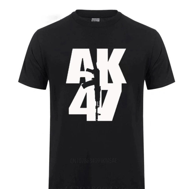 Man Brand Clothing Ak 47 Soviet Union Gun Russian Weapons Rifle Topics T-Shirt For Men Short Sleeve Cotton Cool T Shirt