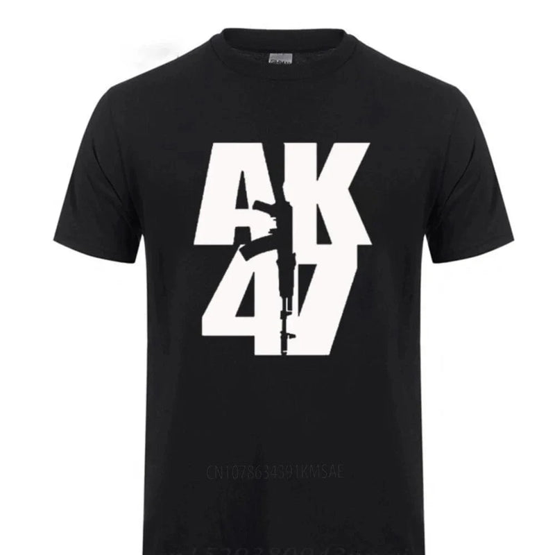 Man Brand Clothing Ak 47 Soviet Union Gun Russian Weapons Rifle Topics T-Shirt For Men Short Sleeve Cotton Cool T Shirt