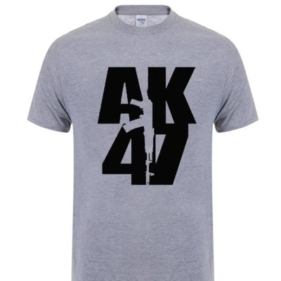 Man Brand Clothing Ak 47 Soviet Union Gun Russian Weapons Rifle Topics T-Shirt For Men Short Sleeve Cotton Cool T Shirt grey / XS