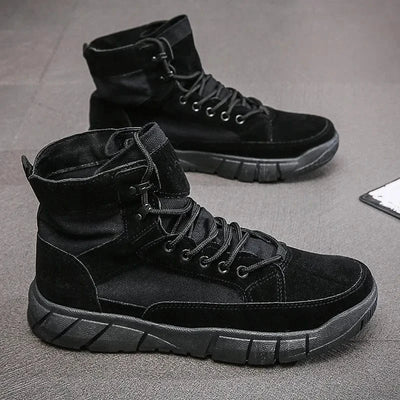 Men Combat Boots Summer Breathable Comfortable Canvas Men Ankle Boots Casual Lightweight Outdoor Jogging Platform Mesh Men Boots Black / 44