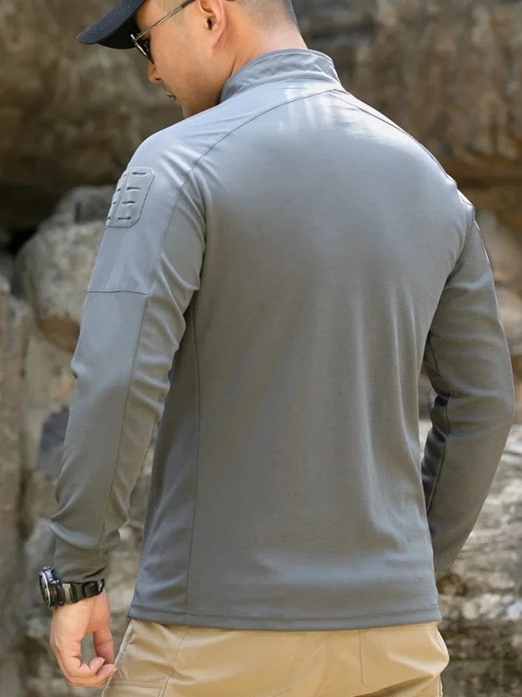 Men Long Sleeve Tactical Shirt Outdoor Combat Training Camouflage Uniform Gym Sport Clothes Tops Stretch Sweatshirt Hiking Shirt