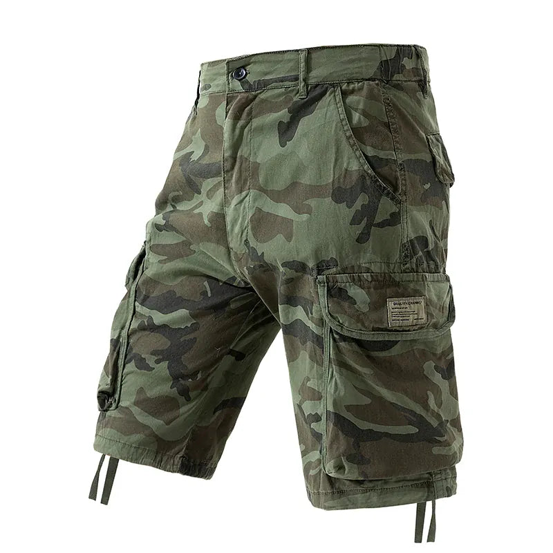 Men's Camo Cargo Shorts Outdoor Multi-Pocket Cotton Casual Shorts Summer Half Pants Breathable Shorts green / XL