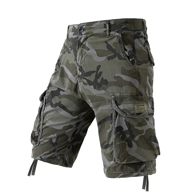 Men's Camo Cargo Shorts Outdoor Multi-Pocket Cotton Casual Shorts Summer Half Pants Breathable Shorts grey / XXXL