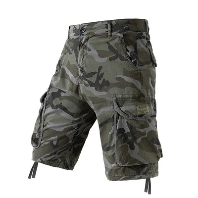 Men's Camo Cargo Shorts Outdoor Multi-Pocket Cotton Casual Shorts Summer Half Pants Breathable Shorts grey / XXXL