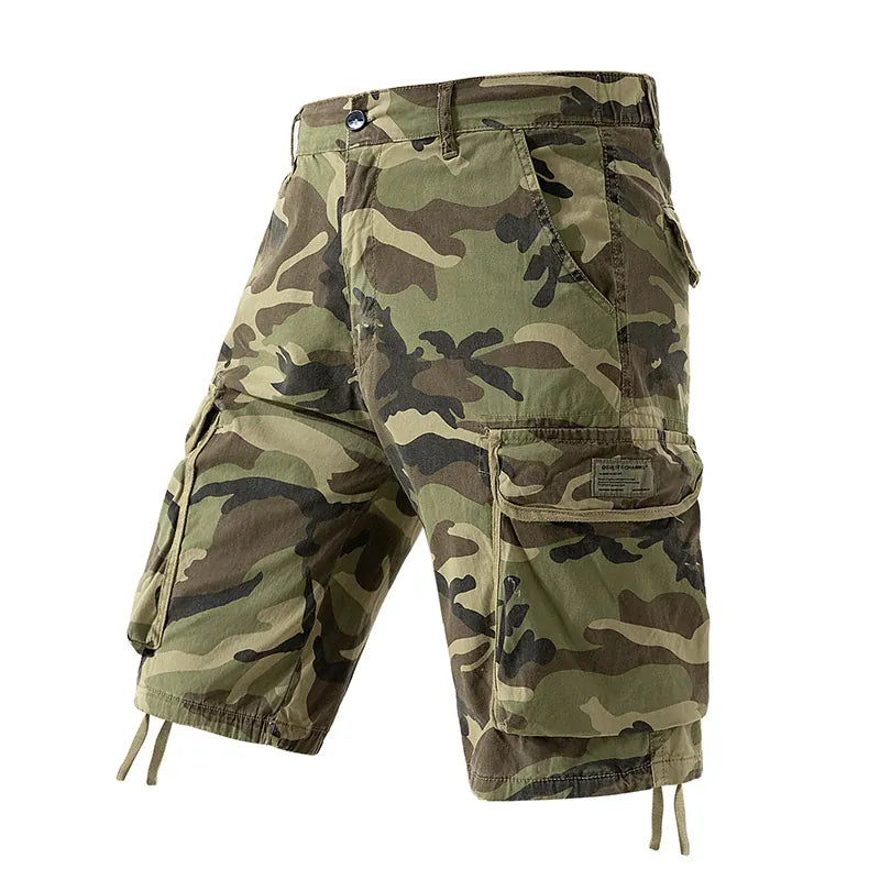 Men's Camo Cargo Shorts Outdoor Multi-Pocket Cotton Casual Shorts Summer Half Pants Breathable Shorts khaki / M