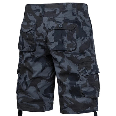 Men's Camo Shorts Summer Casual Half Pants Camouflage Outdoor Sports Short Pants Side Pocket Cotton Breathable Shorts 002Black camouflage / 42
