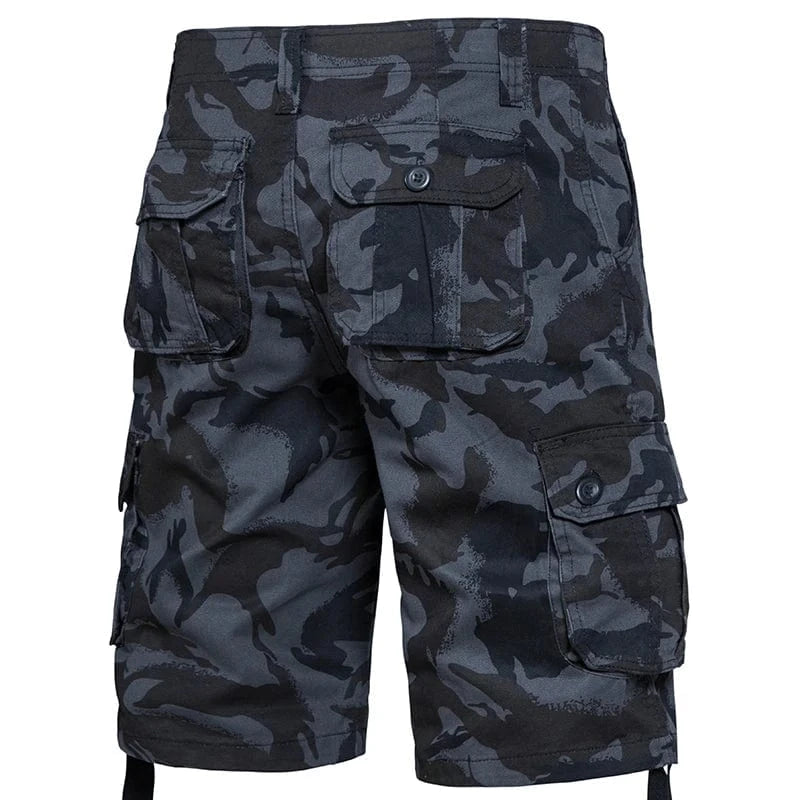 Men's Camo Shorts Summer Casual Half Pants Camouflage Outdoor Sports Short Pants Side Pocket Cotton Breathable Shorts 002Black camouflage / 42