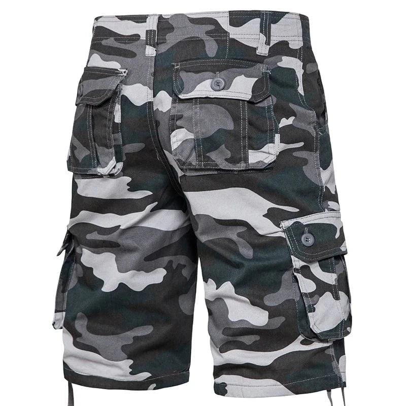 Men's Camo Shorts Summer Casual Half Pants Camouflage Outdoor Sports Short Pants Side Pocket Cotton Breathable Shorts 002Blue camouflage / 36