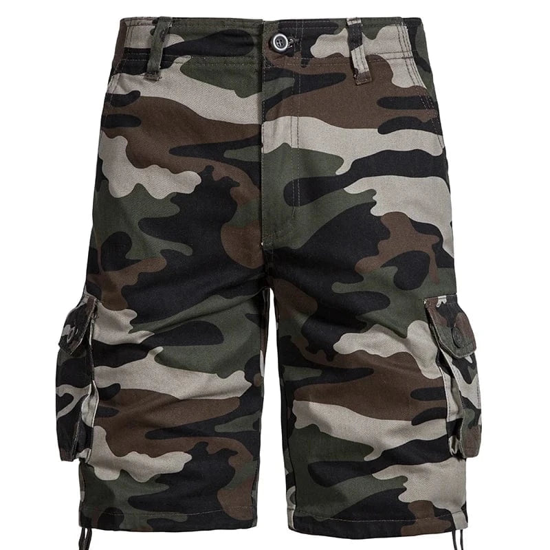 Men's Camo Shorts Summer Casual Half Pants Camouflage Outdoor Sports Short Pants Side Pocket Cotton Breathable Shorts 002Green camo / 34