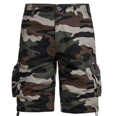 Men's Camo Shorts Summer Casual Half Pants Camouflage Outdoor Sports Short Pants Side Pocket Cotton Breathable Shorts 002Green camo / 34