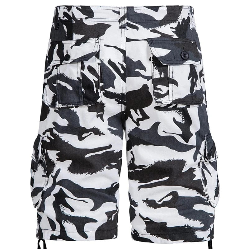 Men's Camo Shorts Summer Casual Half Pants Camouflage Outdoor Sports Short Pants Side Pocket Cotton Breathable Shorts 002White camouflage / 40