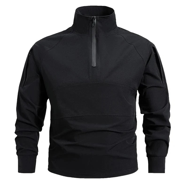 Men's Summer Work Shirt 1/4 Zipper Long Sleeve Shirt Outdoor Fishing Hiking Shirt Casual Pullover Wear resistant Men's Style black / L