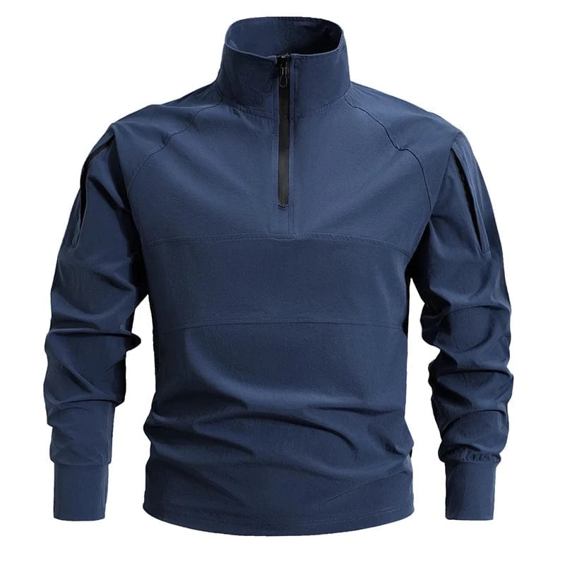 Men's Summer Work Shirt 1/4 Zipper Long Sleeve Shirt Outdoor Fishing Hiking Shirt Casual Pullover Wear resistant Men's Style Blue / L