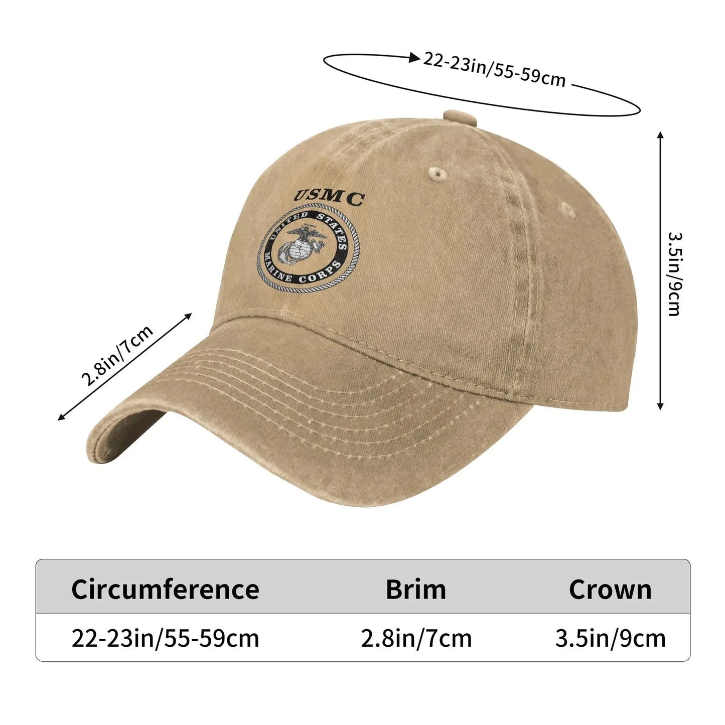 Military US Marine Corps USMC Baseball Caps Casual Distressed Cotton Veteran Snapback Hat Unisex Outdoor All Seasons Travel Soft