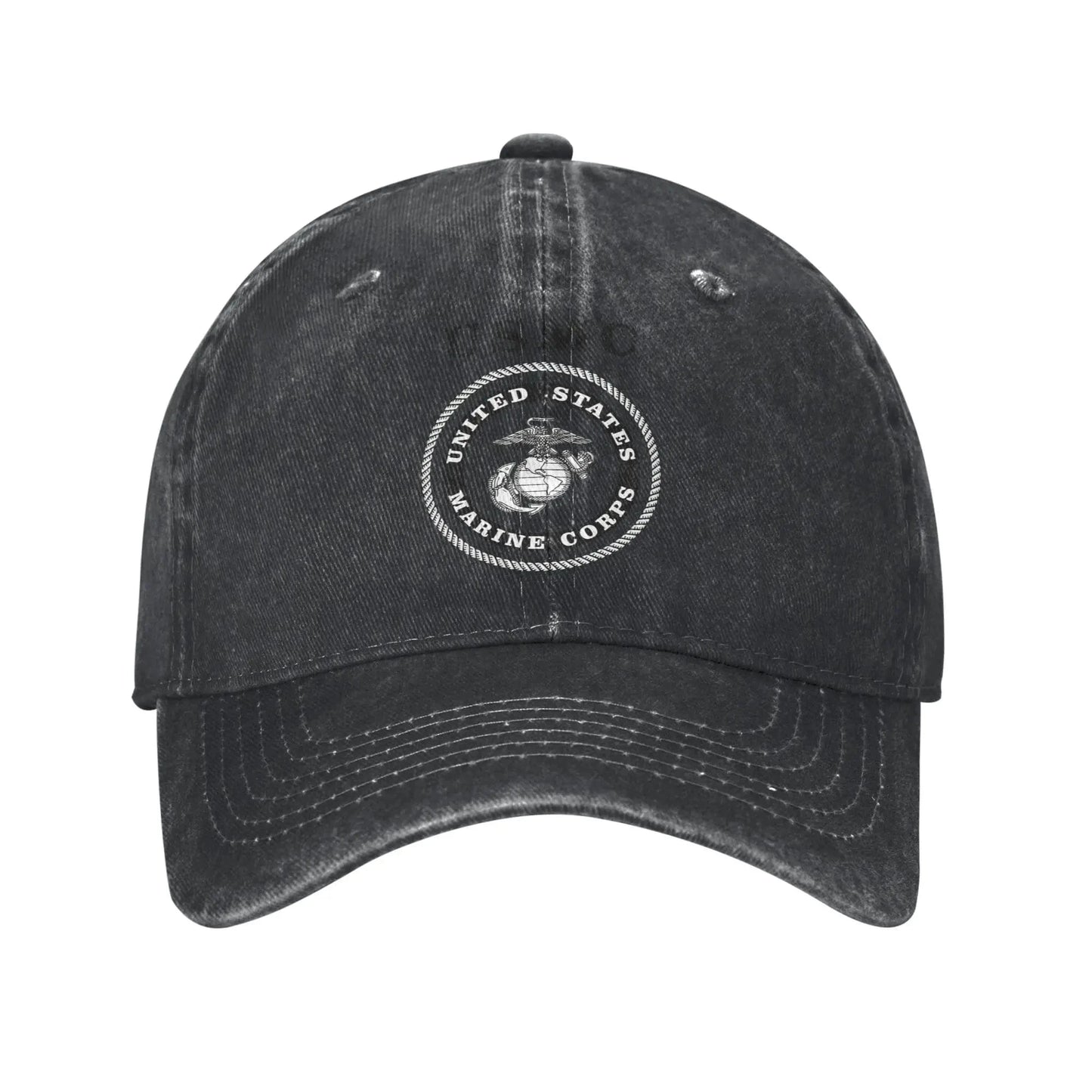 Military US Marine Corps USMC Baseball Caps Casual Distressed Cotton Veteran Snapback Hat Unisex Outdoor All Seasons Travel Soft Black / Adjustable