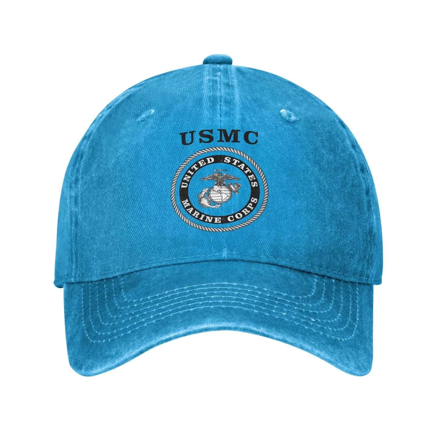 Military US Marine Corps USMC Baseball Caps Casual Distressed Cotton Veteran Snapback Hat Unisex Outdoor All Seasons Travel Soft Blue / Adjustable