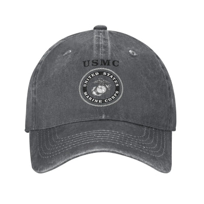 Military US Marine Corps USMC Baseball Caps Casual Distressed Cotton Veteran Snapback Hat Unisex Outdoor All Seasons Travel Soft Dark Gray / Adjustable