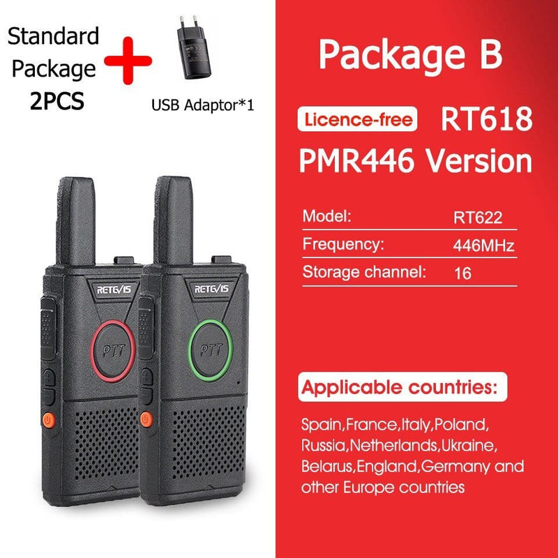 ACTION AIRSOFT 0 PMR RT618-Package B Mini walkie-talkie RT618 PTT PMR 446 2pcs