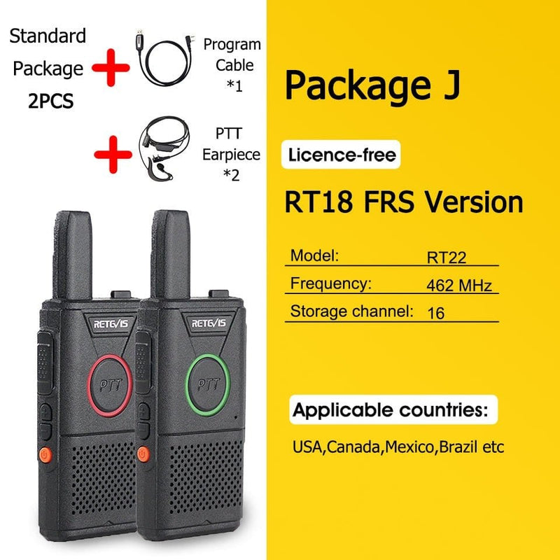 ACTION AIRSOFT 0 FRS RT18-Package J Mini walkie-talkie RT618 PTT PMR 446 2pcs