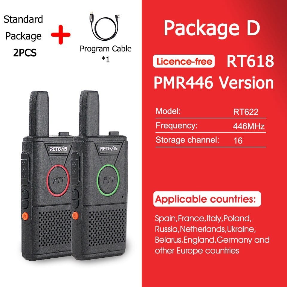 ACTION AIRSOFT 0 PMR RT618-Package D Mini walkie-talkie RT618 PTT PMR 446 2pcs