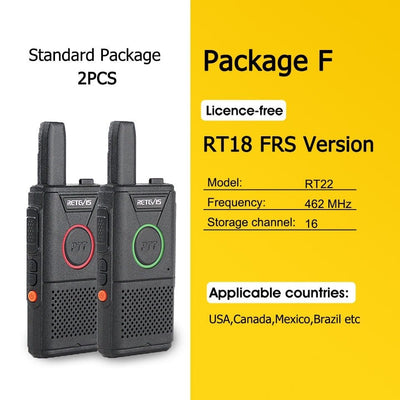 ACTION AIRSOFT 0 FRS RT18-Package F Mini walkie-talkie RT618 PTT PMR 446 2pcs