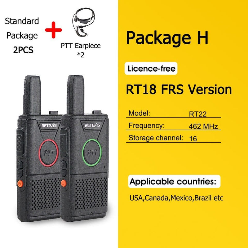 ACTION AIRSOFT 0 FRS RT18-Package H Mini walkie-talkie RT618 PTT PMR 446 2pcs