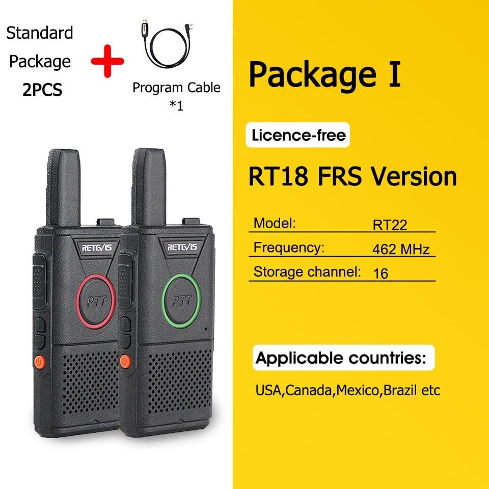 ACTION AIRSOFT 0 FRS RT18-Package I Mini walkie-talkie RT618 PTT PMR 446 2pcs