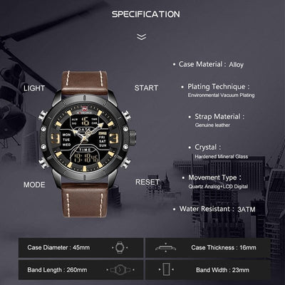 ACTION AIRSOFT Montre Chronos NAVIFORCE noir/marron