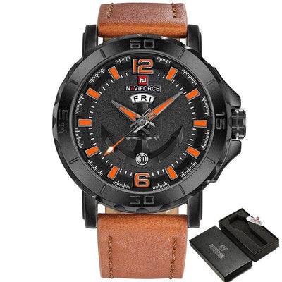 ACTION AIRSOFT Montre Quartz NF9122 NAVIFORCE marron/orange