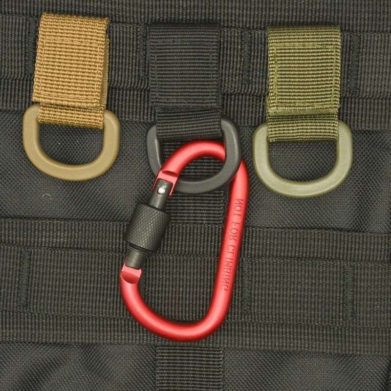 Lot 10 Mousquetons Tactiques Kaki - Plastique Robuste Avec Anneau D Pour MOLLE 2.5 Cm
