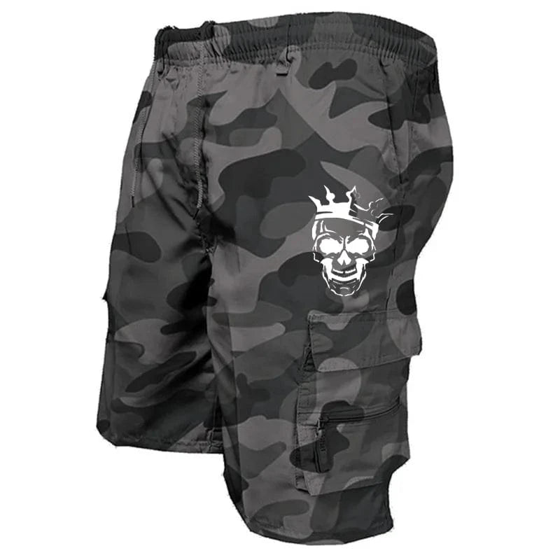 New fashionable multi-pocket men's casual shorts fitness loose casual pants camouflage tactical shorts CamouflageGrey / S