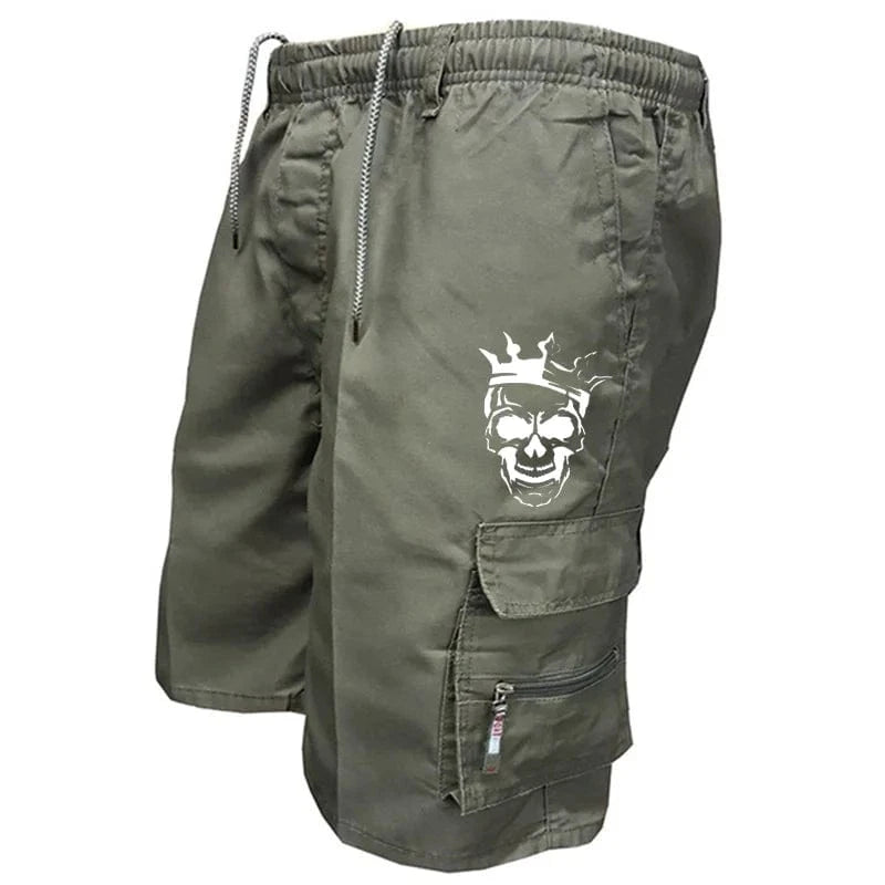 New fashionable multi-pocket men's casual shorts fitness loose casual pants camouflage tactical shorts green / S