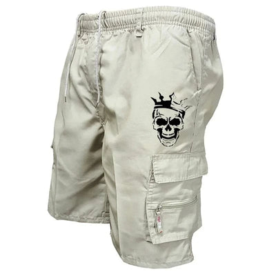 New fashionable multi-pocket men's casual shorts fitness loose casual pants camouflage tactical shorts WHITE / S