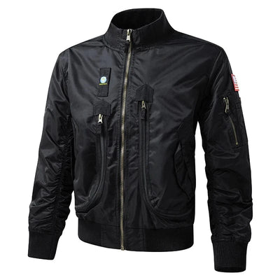 New MA1 Pilot Bomber Jacket Men's Fashion Spring Autumn Baseball Suit Casual Coat Men's Military Windproof Jacket black / M