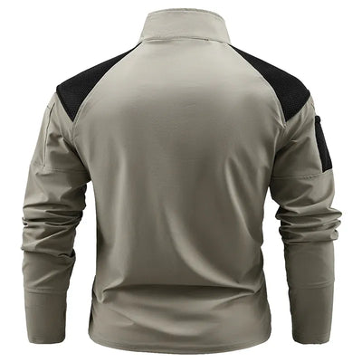 Nouveaux T-shirts Ripstop à fermeture éclair 1/4 avec poches zippées pour hommes, T-shirts à manches longues pour la randonnée en extérieur, hauts de sport, pulls d'entraînement