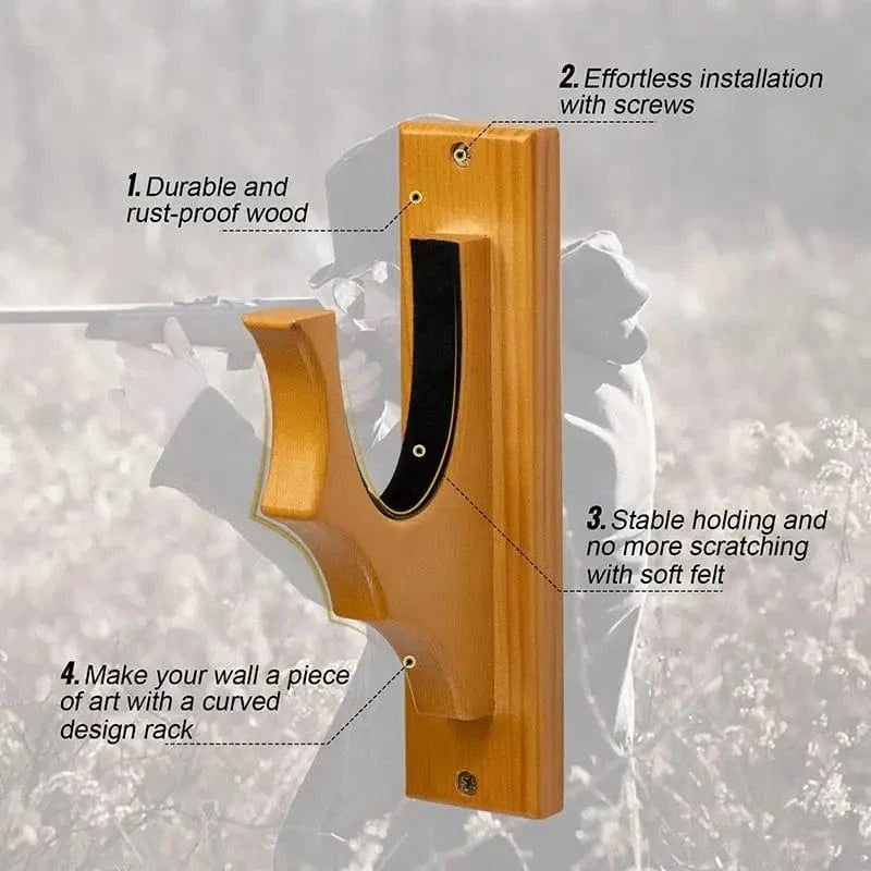 ONETIGRIS Gun Rack Wall Mount - Gun Hooks for Shotgun Bow Gun Holder Horizontal Hold Up Display Hanger Hardwood & Soft Padding