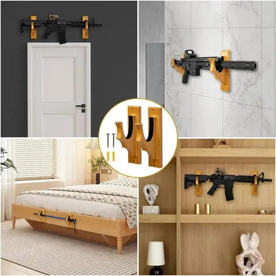 ONETIGRIS Gun Rack Wall Mount - Gun Hooks for Shotgun Bow Gun Holder Horizontal Hold Up Display Hanger Hardwood & Soft Padding