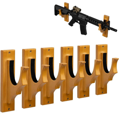 ONETIGRIS Gun Rack Wall Mount - Gun Hooks for Shotgun Bow Gun Holder Horizontal Hold Up Display Hanger Hardwood & Soft Padding 6PCS