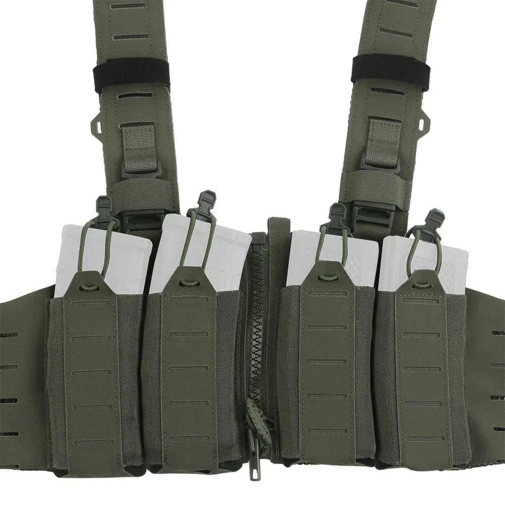 OPHIDIAN with M4 AR Magazine Pouch Adjustable Molle H-Type Vest Chest Gear Lightweight Zipper Link Fixed Vest